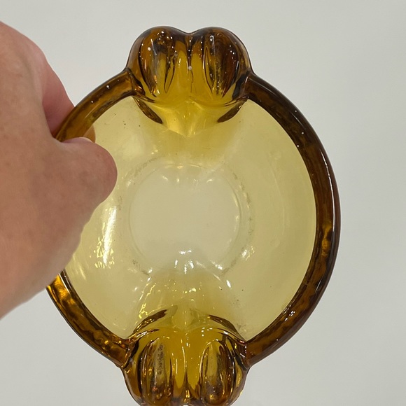 Mid-Century Modern Amber Heavy Glass Ashtray Trinket Dish - Picture 6 of 6